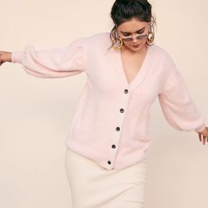 LPA Pink 'Mercy' Fuzzy Balloon Sleeve Cardigan sz XS